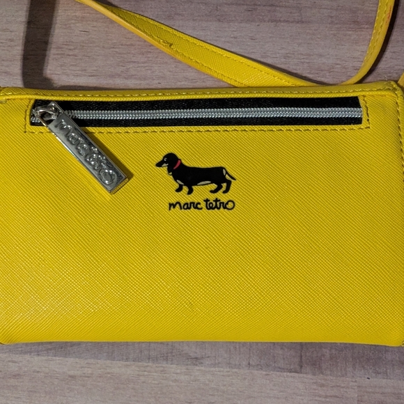 Marc Tetro Yellow Crossbody Bag with Dachshund, Matching Wallet - Picture 6 of 8